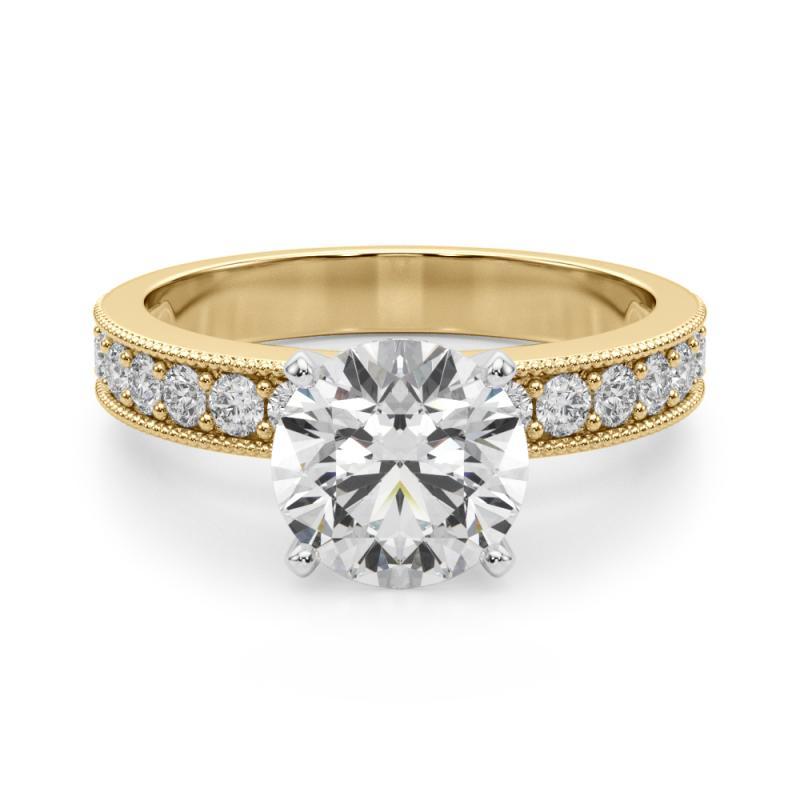 GIA 1,50 Karat runde Vintage Milgrain Kanal 18K Gelbgold Diamantring im Zustand „Neu“ im Angebot in New York, NY