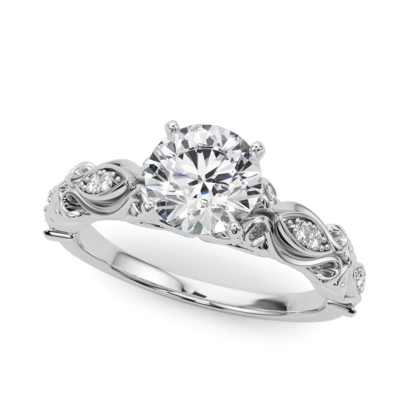 GIA 1,50 Karat Rund Vintage Scrolling Ribbon  Diamantring (Rundschliff) im Angebot