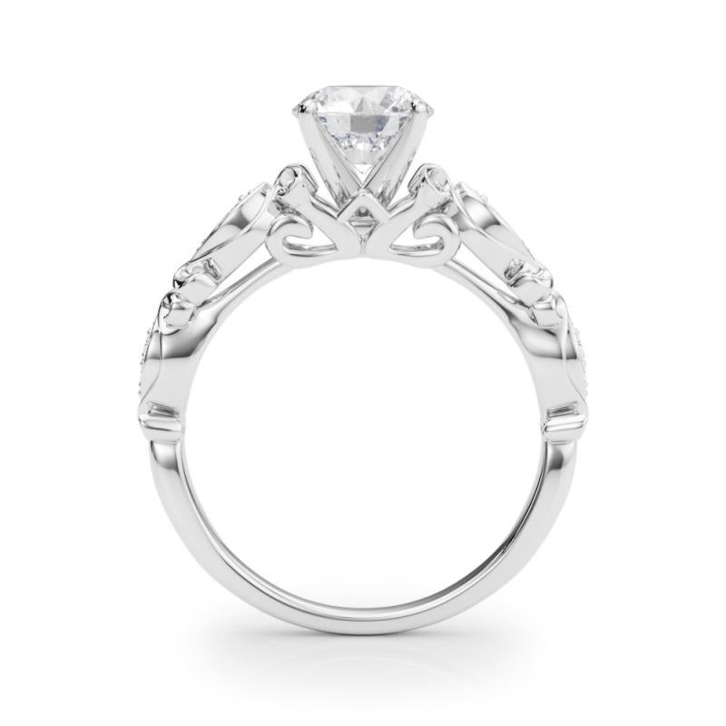GIA 1,50 Karat Rund Vintage Scrolling Ribbon  Diamantring im Zustand „Neu“ im Angebot in New York, NY