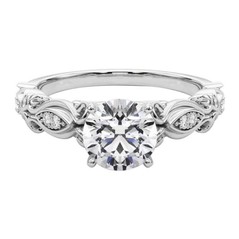 GIA 1,50 Karat Rund Vintage Scrolling Ribbon  Diamantring