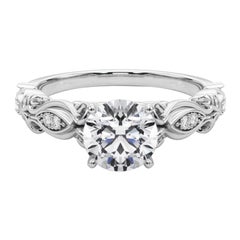 GIA 1,50 Carati Rotondo Vintage Nastro Scorrevole  Anello con diamante