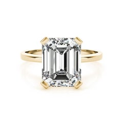 GIA 1.50 Carat Solitaire Emeraude Panier 4-Prong Bague diamant en or jaune 18K