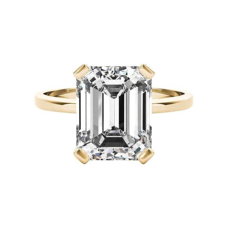 GIA 1,50 Carati Smeraldo Solitario a 4 Punte Cesto in Oro Giallo 18K Anello di Diamanti