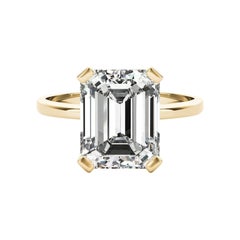 GIA 1,50 Carati Smeraldo Solitario a 4 Punte Cesto in Oro Giallo 18K Anello di Diamanti