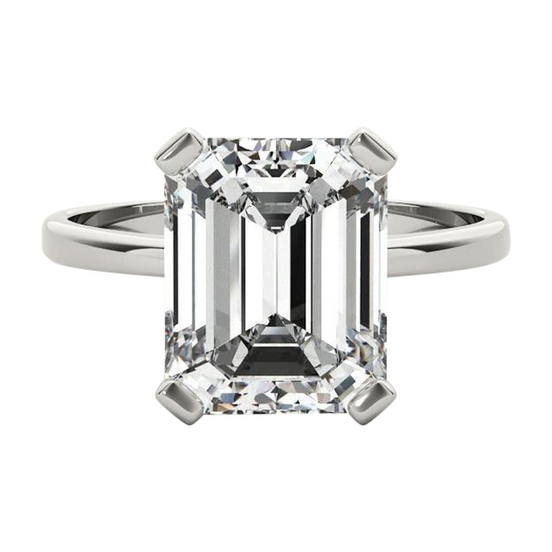 GIA 1,50 Carati Smeraldo Solitario a 4 Punte  Anello con diamante