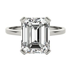 GIA 1,50 Carati Smeraldo Solitario a 4 Punte  Anello con diamante