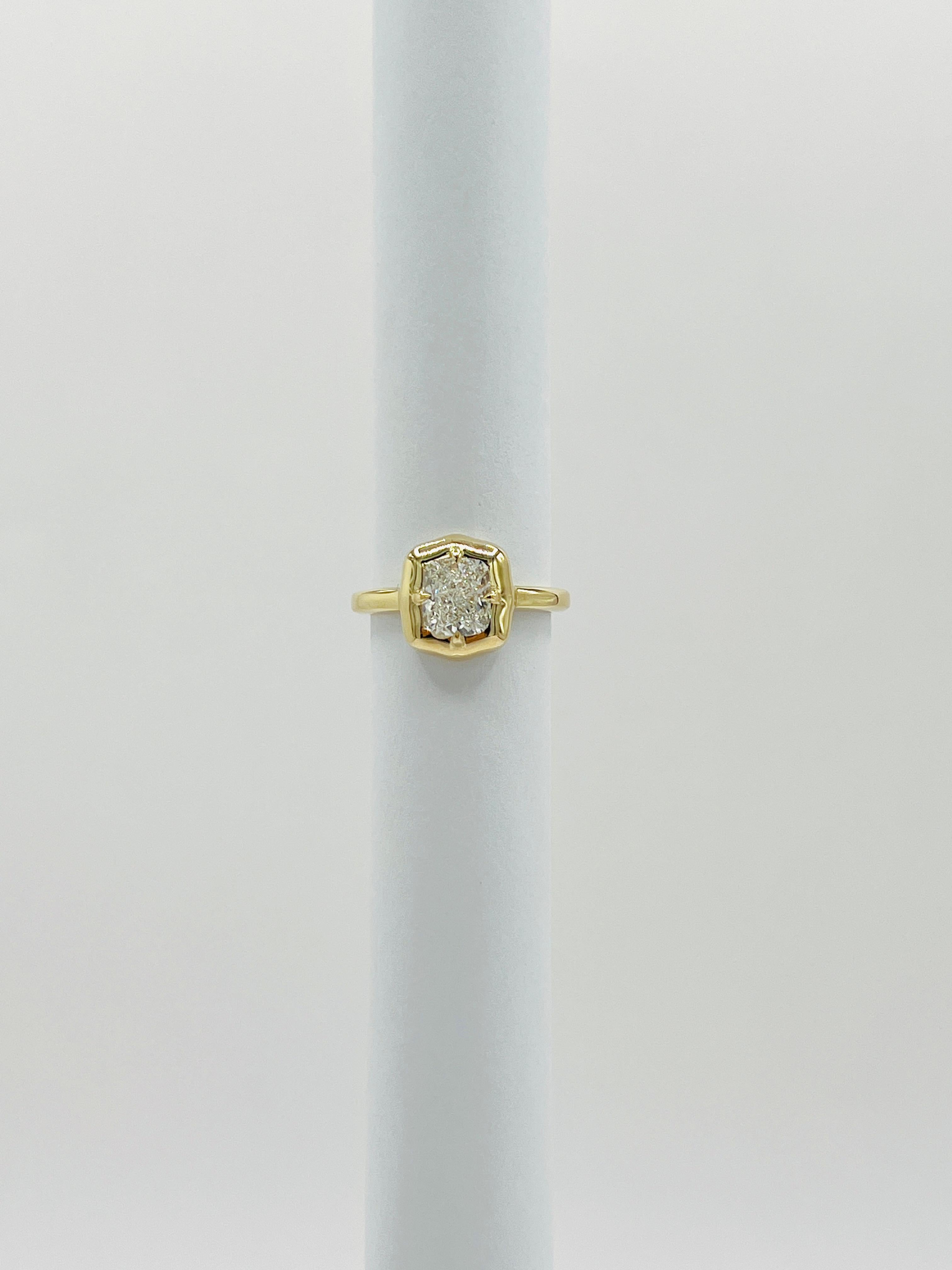 GIA 1.50 Carat White Cushion Diamond Ring in 14K Yellow Gold For Sale 1