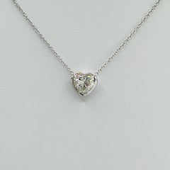 GIA 1.50 Carat White Heart Diamond Pendant Necklace in 18K White Gold
