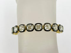 GIA 1.50 Carats Each White Diamond Cushion Bracelet in 18K and Black Rhodium