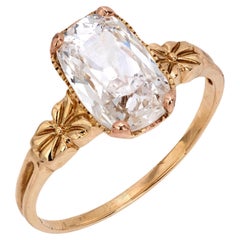 GIA 1.50 carats old mine cut diamond 10k yellow gold engagement ring