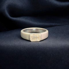 GIA 1.50 Ct D Color VVS1 Emerald Cut Diamond Men’s East-West Ring 18K White Gold