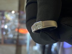 GIA 1.50 Ct D Color VVS1 Emerald Cut Diamond Men’s East-West Ring 18K White Gold