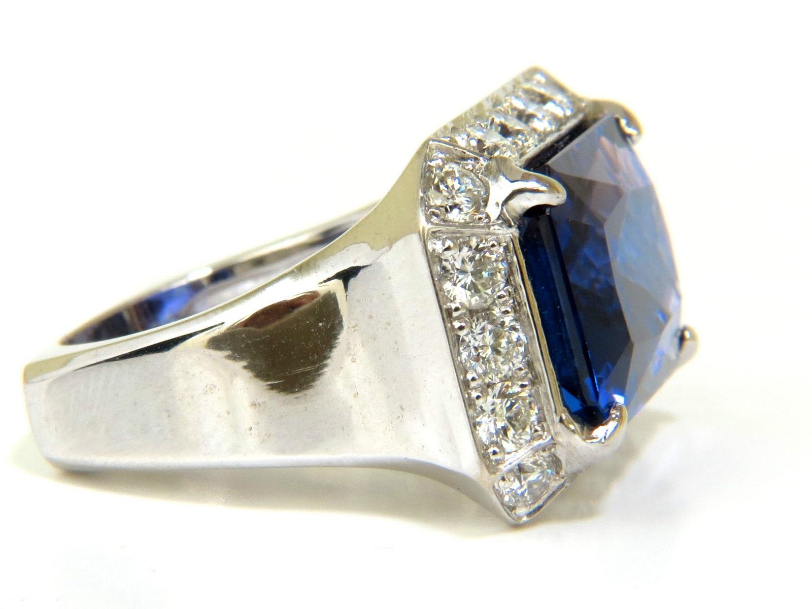 Asscher Cut GIA 15.06 Carat 18 Karat Natural Tanzanite Diamond Ring A+ D-Block Color For Sale