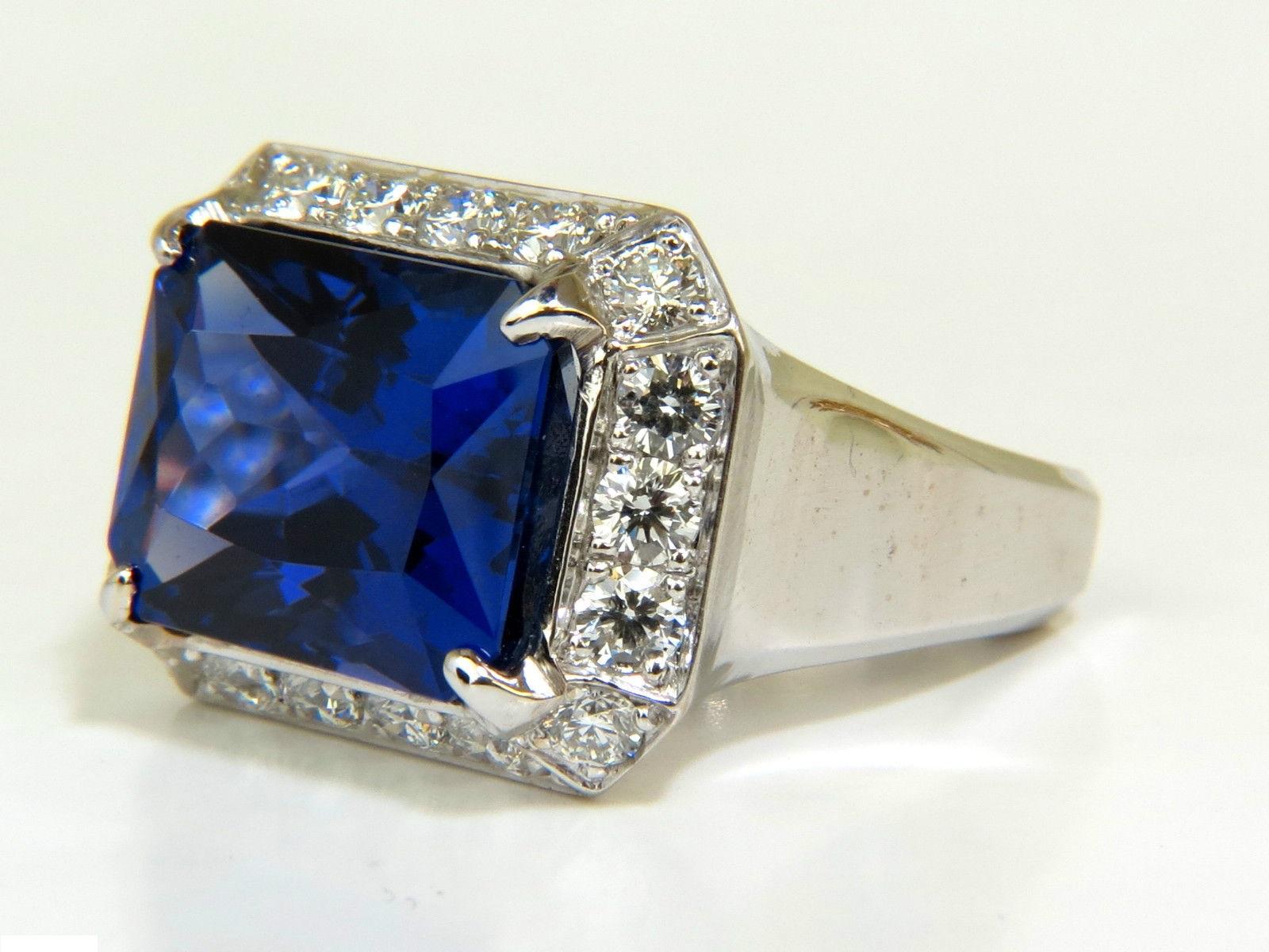 GIA 15.06 Carat 18 Karat Natural Tanzanite Diamond Ring A+ D-Block Color In New Condition For Sale In New York, NY