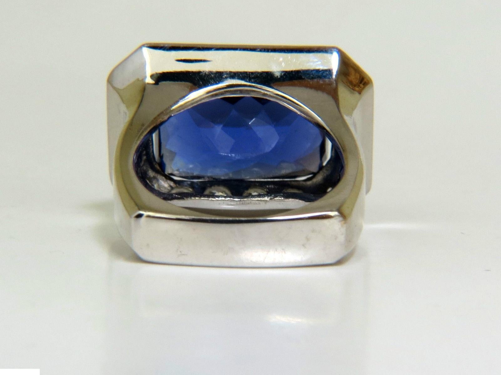 Women's or Men's GIA 15.06 Carat 18 Karat Natural Tanzanite Diamond Ring A+ D-Block Color For Sale