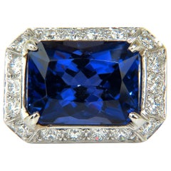 GIA 15.06 Carat 18 Karat Natural Tanzanite Diamond Ring A+ D-Block Color