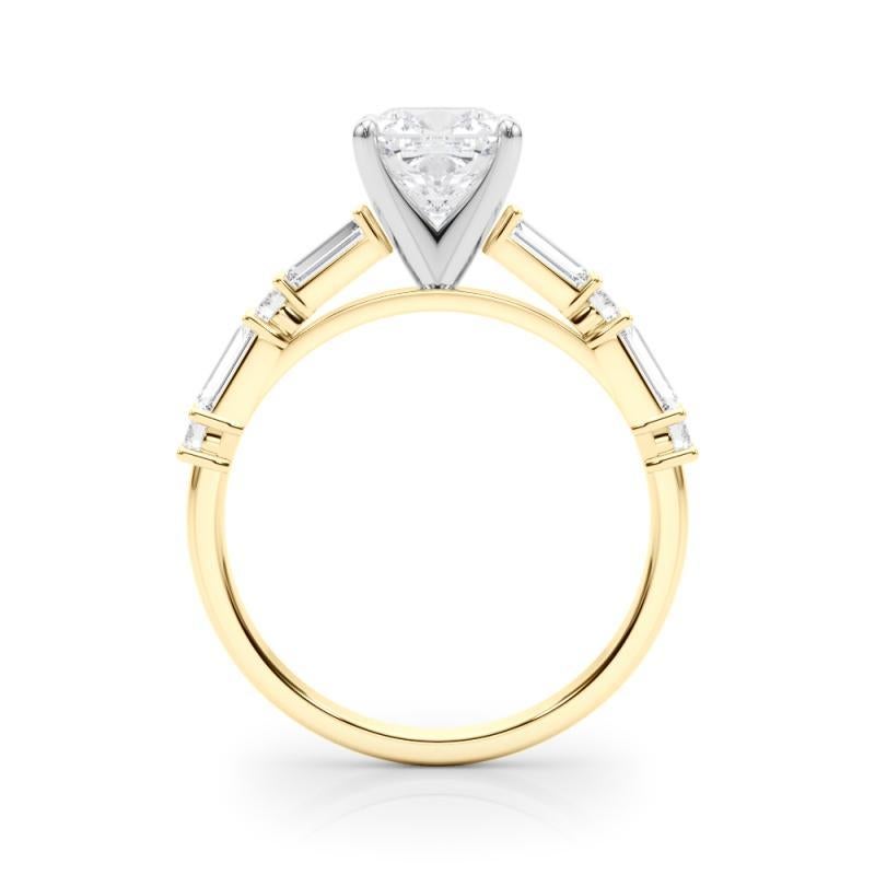 GIA Anillo de diamantes de oro amarillo de 18 quilates con banda de canal redonda y baguette de 1,50 quilates en Nuevo estado para la venta en New York, NY