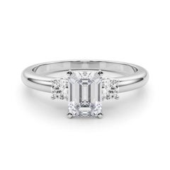 GIA Esmeralda de 1,50 ct Anillo de diamantes de oro blanco de 18 quilates con 3 piedras: pasado, presente y futuro