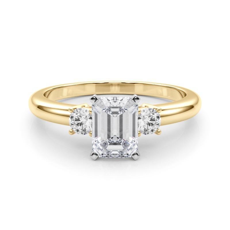 GIA 1.50ct Emerald 3-Stone Past, Present & Future 18K Yellow Gold Diamond Ring