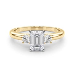 GIA 1.50ct Emerald 3-Stone Past, Present & Future 18K Yellow Gold Diamond Ring