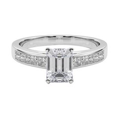 GIA 1.50ct Esmeralda Princesa Canal Solitario Centro Anillo de Diamantes