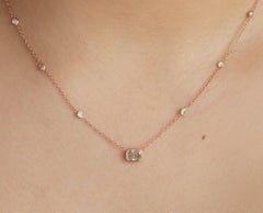 GIA 1.50ct Light Cognac Diamond by the Yard Necklace 14k Rose Gold