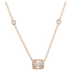 GIA 1.50ct Light Cognac Diamond by the Yard Necklace 14k Rose Gold
