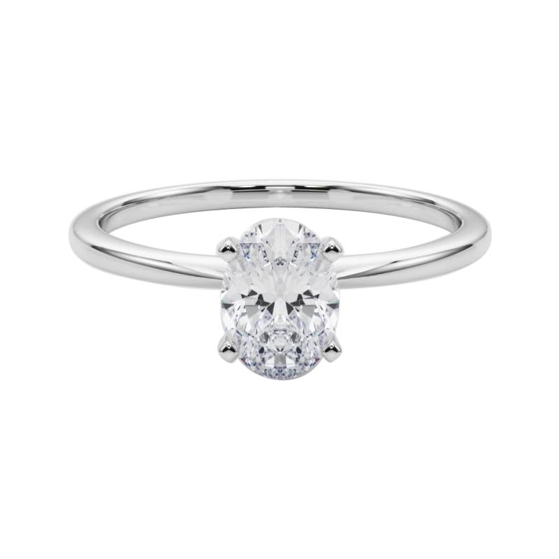 GIA 1.50ct Oval Prong Set Solitaire Slim Band  Diamond Ring For Sale