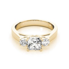 GIA 1.50ct Princess 3-Stone Past, Present & Future 18K Yellow Gold Diamond Ring
