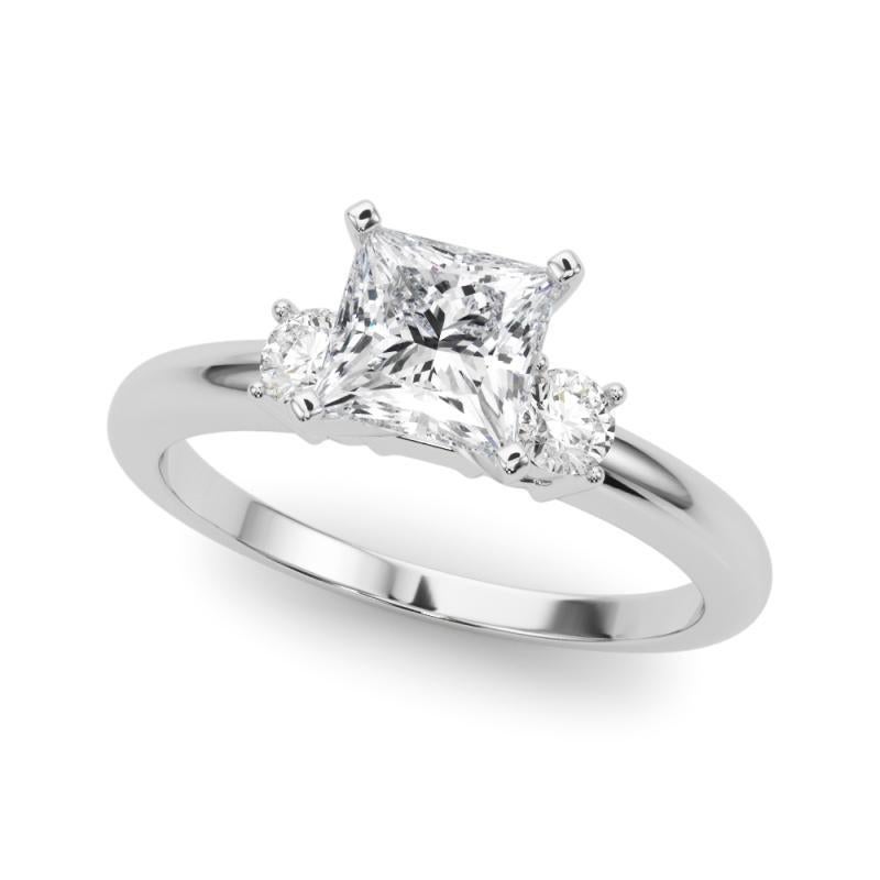 Taille princesse GIA 1,50ct Princesse 3 pierres Passé, présent et futur  Bague en diamant en vente