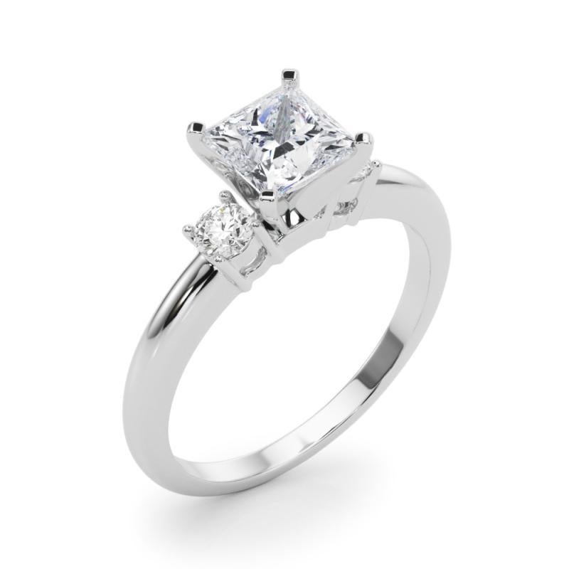 GIA 1,50ct Princesse 3 pierres Passé, présent et futur  Bague en diamant Pour femmes en vente