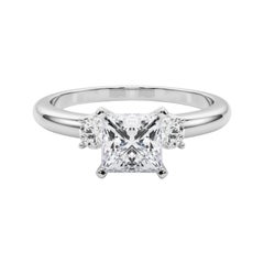 GIA 1,50ct Princesse 3 pierres Passé, présent et futur  Bague en diamant