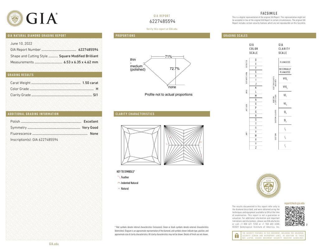 Contemporaneo GIA 1,50ct Anello con diamante Princess Multi-Row Channel Bar Tension Set in oro giallo in vendita