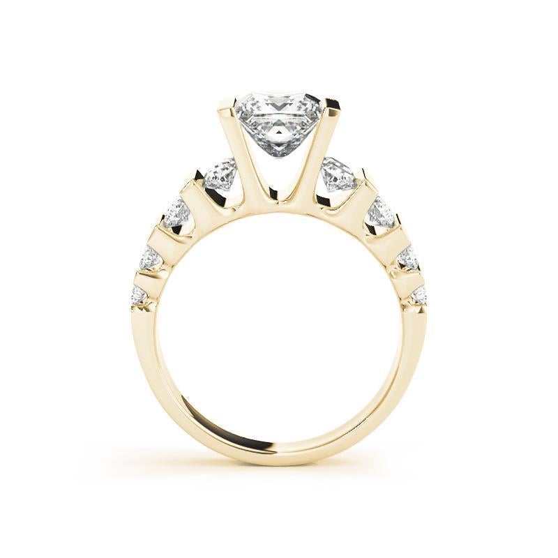 GIA 1,50ct Anello con diamante Princess Multi-Row Channel Bar Tension Set in oro giallo In condizioni Nuovo in vendita a New York, NY