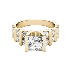 GIA 1,50ct Anello con diamante Princess Multi-Row Channel Bar Tension Set in oro giallo
