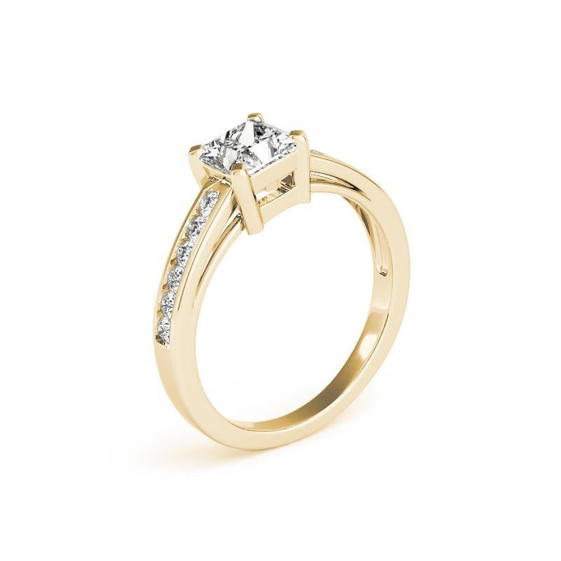 De las mujeres GIA 1,50 ct Anillo de diamantes en oro amarillo catedral de una hilera de talla princesa engastado en canal en venta