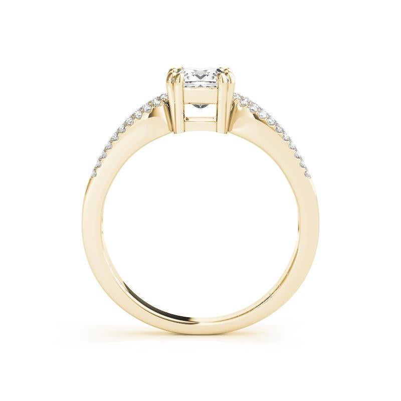 GIA 1,50ct Prinzessin Solitär Dreifach Split Shank 18K Gelbgold Diamantring (Carréschliff) im Angebot