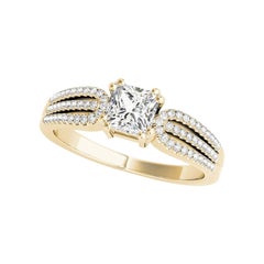 GIA 1,50ct Prinzessin Solitär Dreifach Split Shank 18K Gelbgold Diamantring