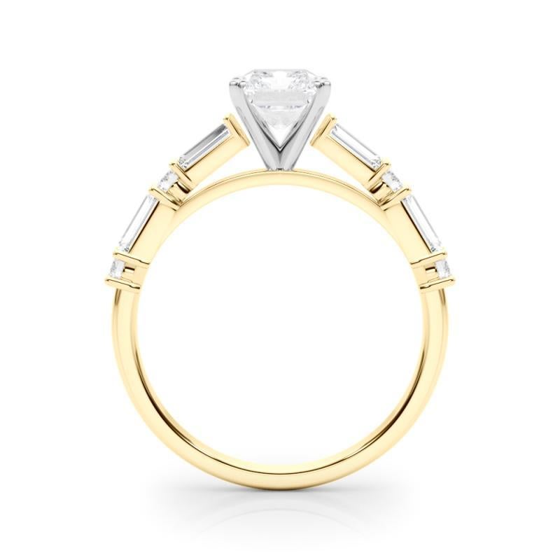 GIA 1.50ct Radiant Round & Baguette Channel Band Bague diamant en or jaune 18K Neuf - En vente à New York, NY