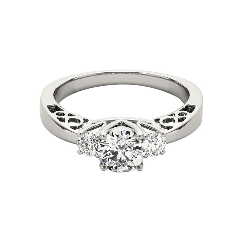 GIA 1,50ct Round 3-Stone Open Gallery Infinity  Anello con diamante in vendita