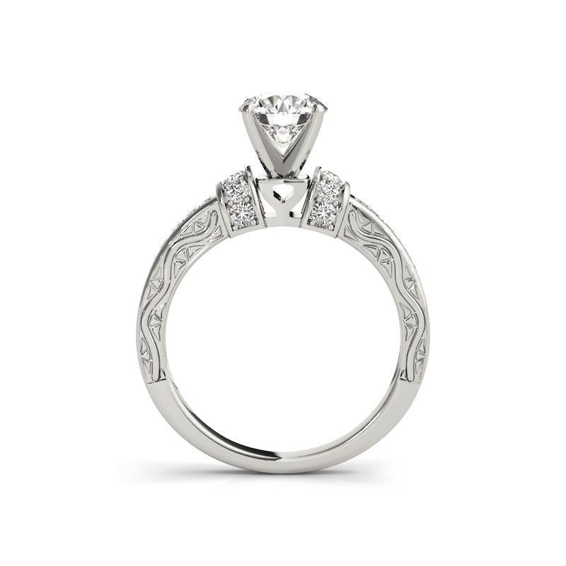GIA 1.50ct Round Antique Fancy Gallery Engraved  Diamantring (Rundschliff) im Angebot