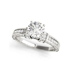 GIA 1.50ct Round Antique Fancy Gallery Engraved  Diamond Ring