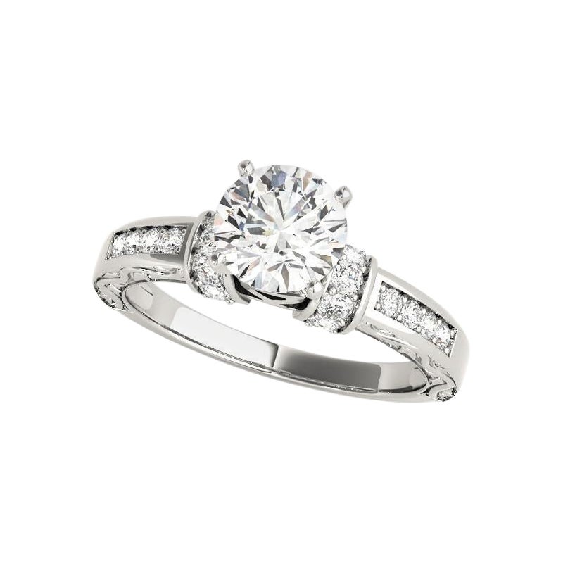 GIA 1.50ct Round Antique Fancy Gallery Engraved  Diamantring