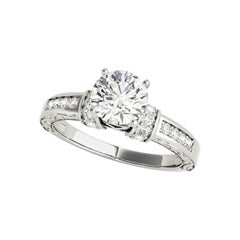 GIA 1.50ct Round Antique Fancy Gallery Engraved  Diamantring