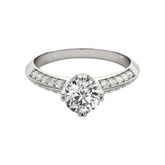 GIA 1.50ct Round Double Channel Knife Edge Band 18K White Gold Diamond Ring