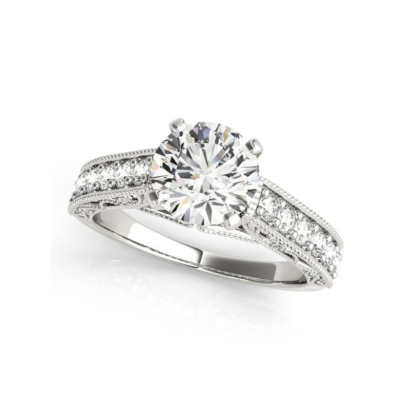 GIA 1.50ct Round Solitaire Channel Filigree Trellis White Gold Diamond Ring