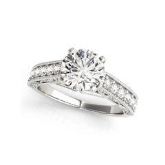 GIA 1.50ct Round Solitaire Channel Filigree Trellis White Gold Diamond Ring
