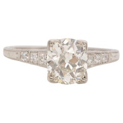 GIA 1.51 Carat Art Deco Diamond Platinum Engagement Ring
