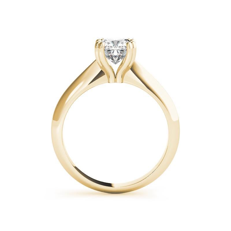 GIA 1.51 Carat Cushion Solitaire Tulip Cathedral Bague diamant en or jaune 18K Pour femmes en vente