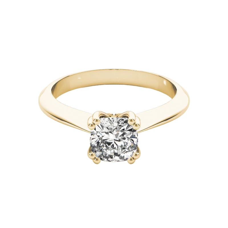 GIA 1,51 Carati Cuscino Solitario Tulipano Cattedrale Oro Giallo 18K Anello di Diamanti
